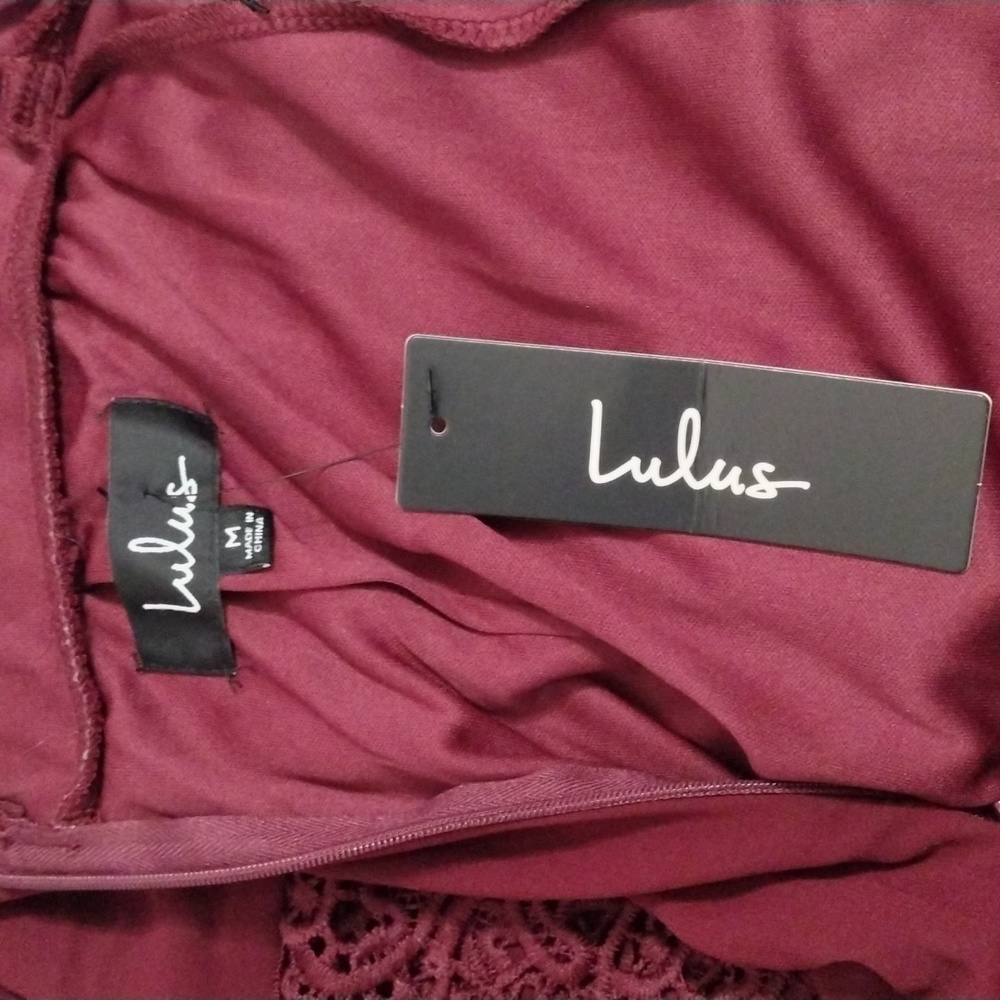 NWT Lulus Burgundy Lace Open Back Maxi Gown Romantic Formal Evening Glam Medium - Picture 12 of 14